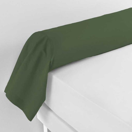 Taie de traversin 85 x 185 cm uni 57 fils lina kaki +point bourdon