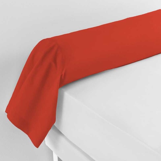 Taie de traversin 85 x 185 cm uni 57 fils lina paprika +point bourdon
