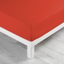 Drap housse 2 personnes 140 x 190 cm uni 57 fils lina paprika
