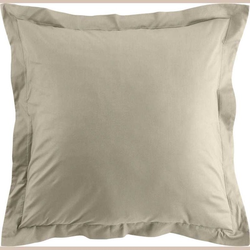 Taie d'oreiller vp 63 x 63 cm uni bio 57 fils gots biolina taupe +p. bourdon