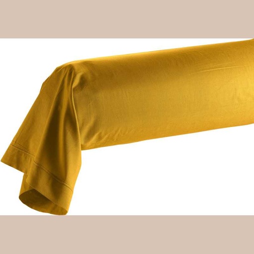 Taie de traversin 85 x 185 cm uni bio 57 fils gots biolina ocre +p. bourdon