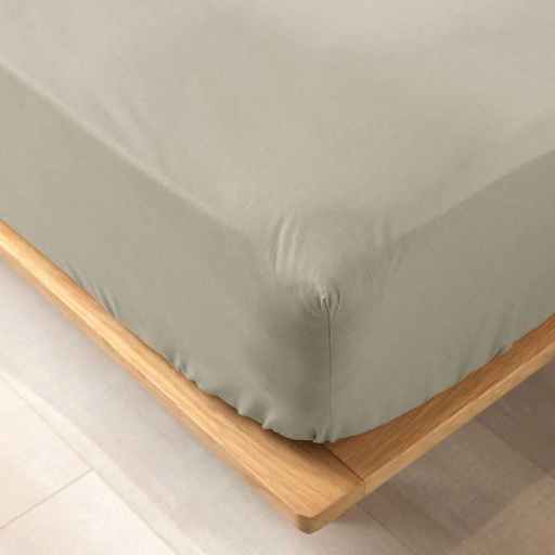 Drap housse 2 pers. 140 x 190 cm uni bio 57 fils gots biolina taupe