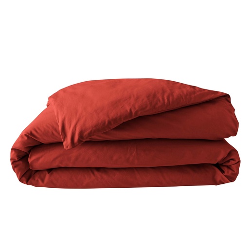Housse de couette 2 personnes 240 x 220 cm percale uni 78 fils percaline tomette