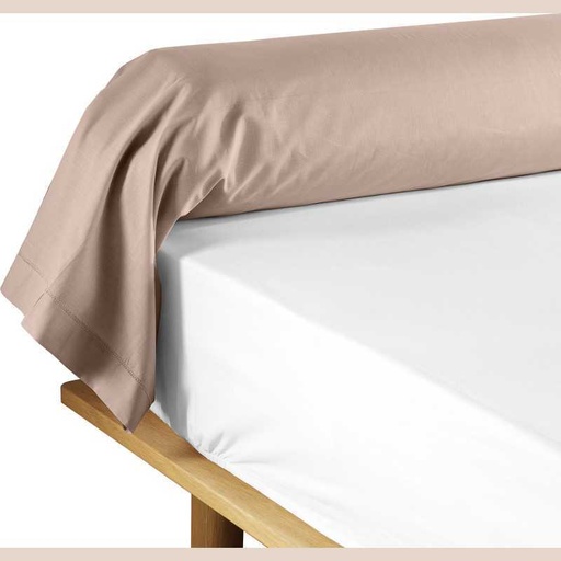 Taie de traversin 85 x 185 cm uni 57 fils lina rose +point bourdon