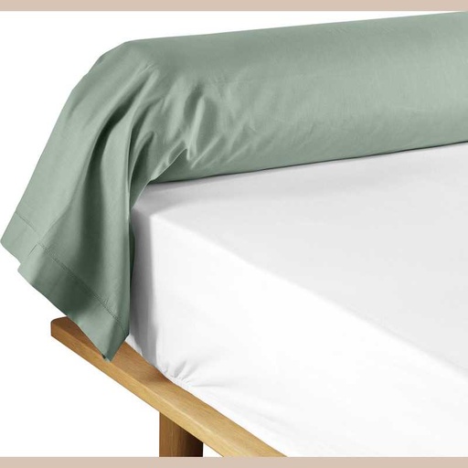 Taie de traversin 85 x 185 cm uni 57 fils lina sauge +point bourdon