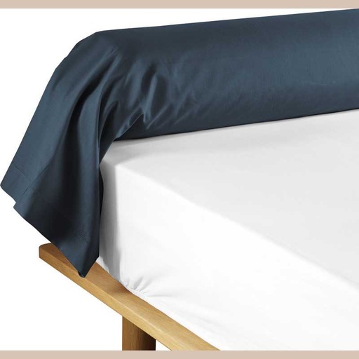 Taie de traversin 85 x 185 cm uni 57 fils lina bleu +point bourdon