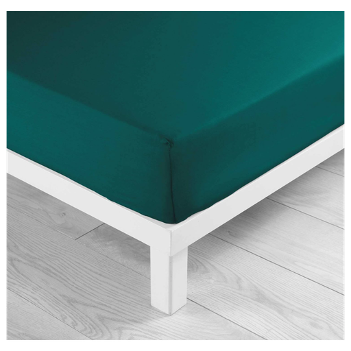 Drap housse 1 personne 90 x 190 cm uni 57 fils lina emeraude