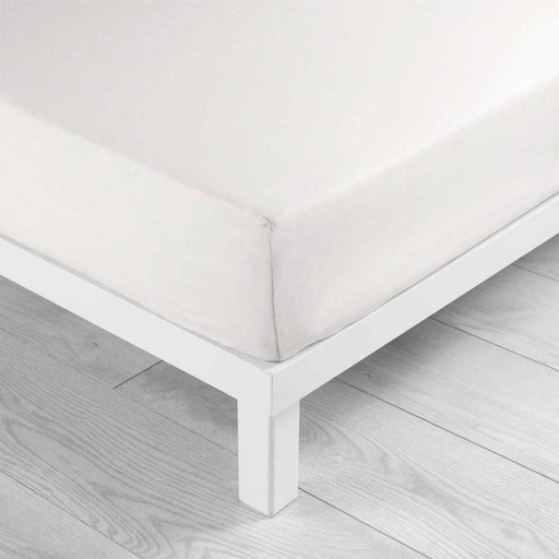 Drap housse 2 personnes 160 x 200 cm uni 57 fils lina blanc