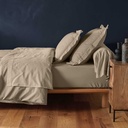 Drap housse 2 personnes 160 x 200 cm uni 57 fils lina sable