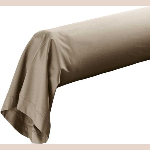 Taie de traversin 85 x 185 cm percale uni 78 fils percaline sable +p. bourdon