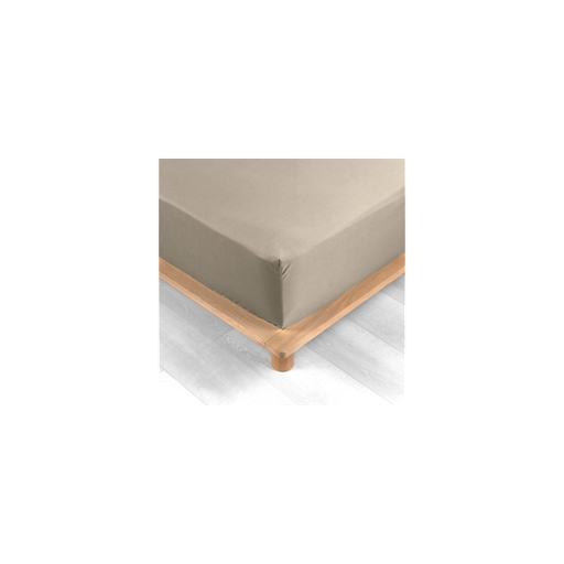 Drap housse 2 personnes 140 x 190 cm percale uni 78 fils percaline sable