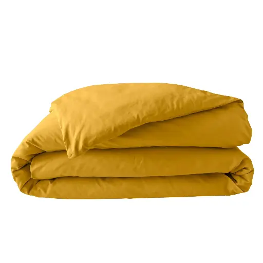 Housse de couette 2 personnes 240 x 220 cm percale uni 78 fils percaline curry