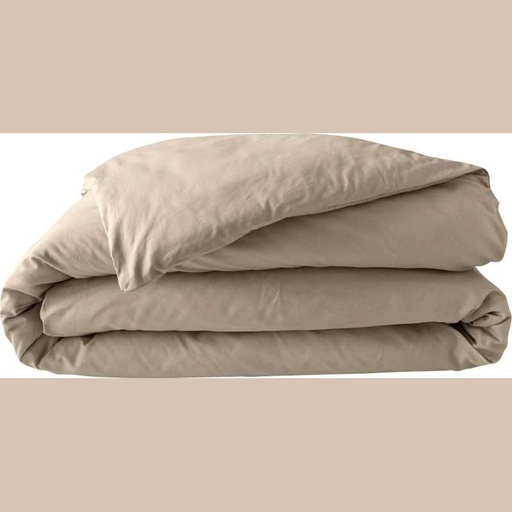Housse de couette 2 personnes 240 x 220 cm percale uni 78 fils percaline sable