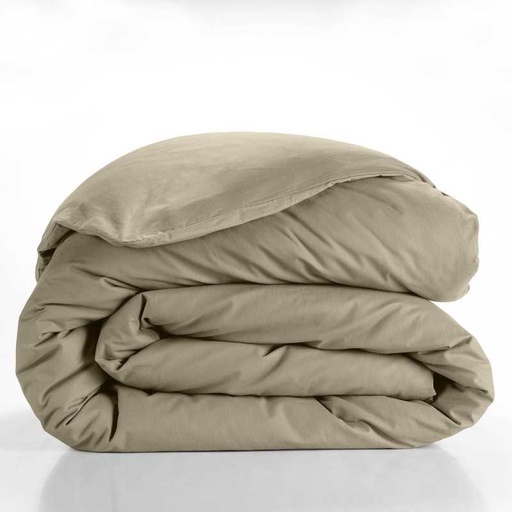Housse de couette 2 personnes 260 x 240 cm uni 57 fils lina sable