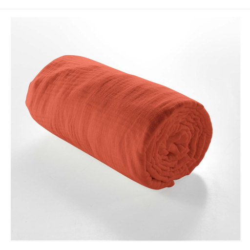 Drap housse 2 personnes 140x190 cm dble gaze coton uni 57 fils angelia terracota