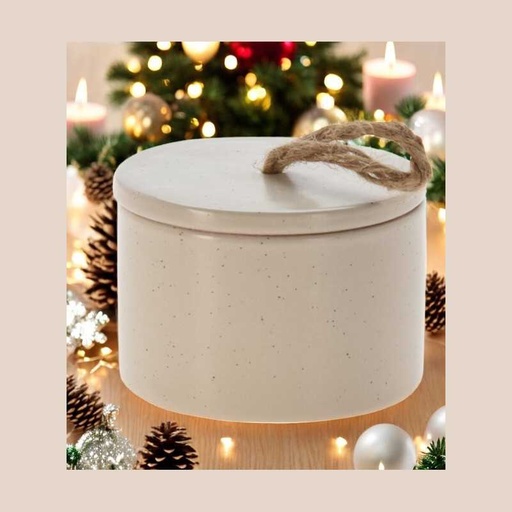 Bougie dans pot porcelaine - beige