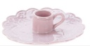 Porcelaine bougeoir tasse rose