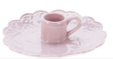 Porcelaine bougeoir tasse rose