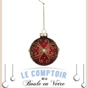 Boule de noel verre 70mm paillette baroque