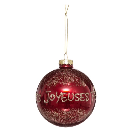 Boule de noel verre 90mm joyeuses fetes