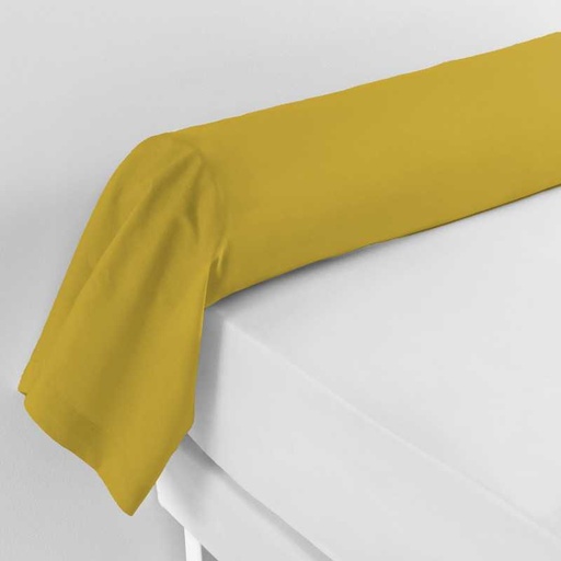 Taie de traversin 85 x 185 cm uni 57 fils lina ocre +point bourdon