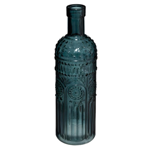 Bouteille bleu foncé folk h24.5