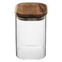 Bocal carré verre + acacia 0,9L hermétique  