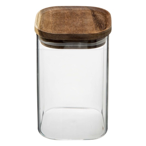 Bocal carré verre + acacia 0,9L hermétique  