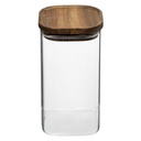 Bocal carré verre + acacia 1,6L hermétique  