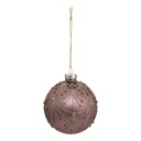 Boule de noel verre 80mm perle rose