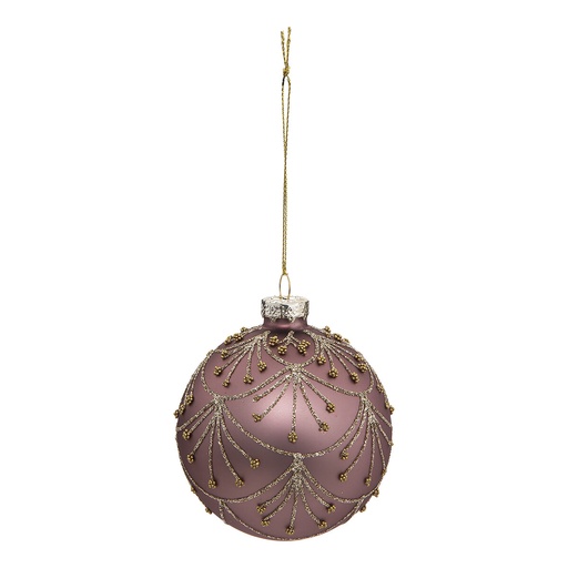 Boule de noel verre 80mm perle rose