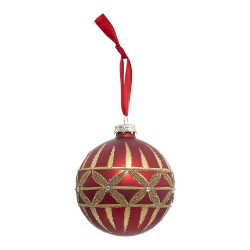 Boule de noel verre 80mm rge or strass