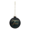 Boule de noel verre 80mm jn paillette vert