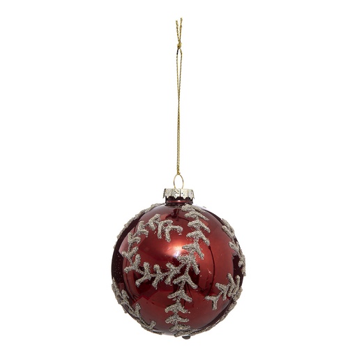 Boule de noel verre 90mm imp fleur rg
