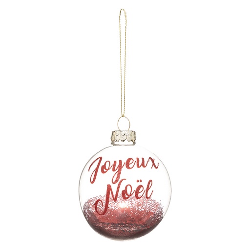 Boule de noel verre 70mm jn rouge