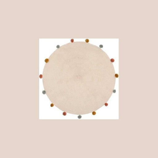 Tapis rond coton arlequin pom d90
