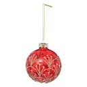 Boule de noel verre 80mm rouge art deco