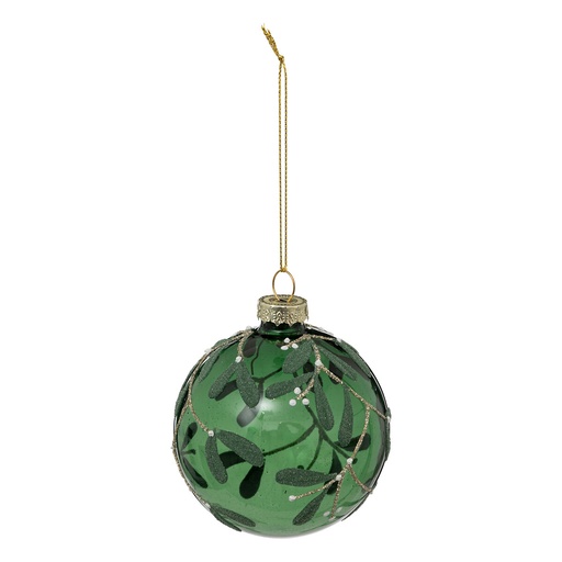 Boule de noel verre 80mm verte gui