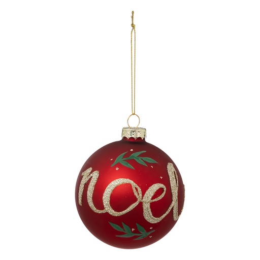 Boule de noel verre 90mm noel feuille rg