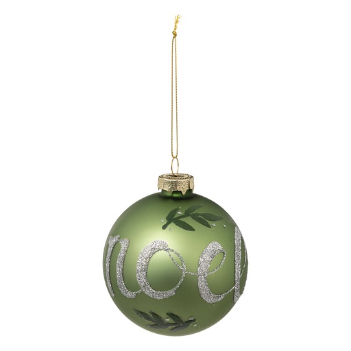 Boule de noel verre 90mm noel feuille vt