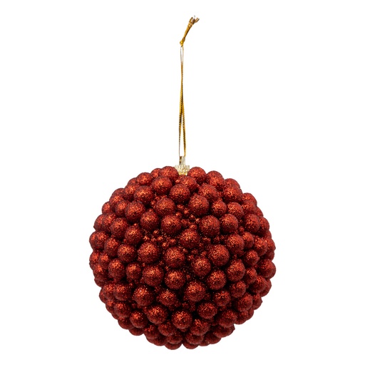 Boule de noel plf billes rouge 100mm