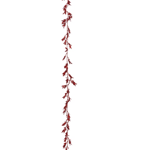 Guirlande plast feuilles rouge 180cm